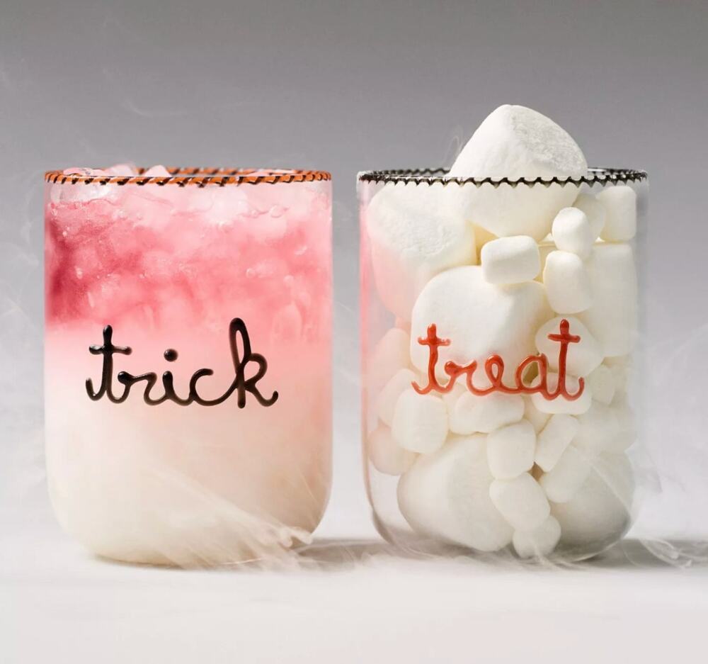 Anthropologie NEW Love Notes Halloween Trick & Treat Juice Glasses, Set of 2